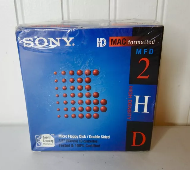 SEALED 10-pack SONY MFD 2HD 3.5" MAC Formatted 1.40 MB 10MFD-2HD-cfm Double-Side