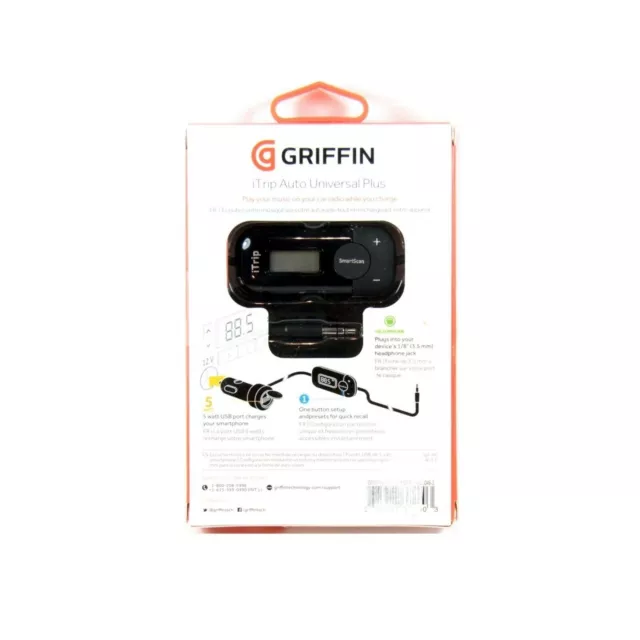 Griffin Fm Transmitter Itrip Universal Plus Aux Charger Black *New #3* Na22046 3