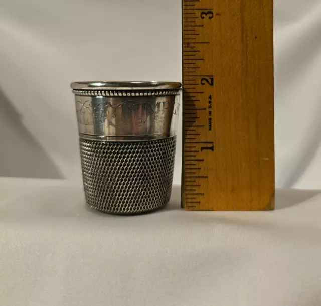 Signed SIMMONS STERLING SILVER ONLY A THIMBLE FULL SHOT GLASS JIGGER 37.9 grams
