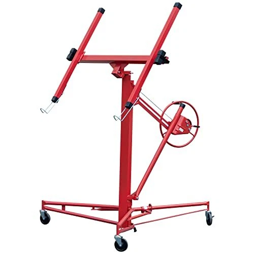 11' Drywall Rolling Lifter Panel Hoist Jack Caster Construction Lockable Tool...