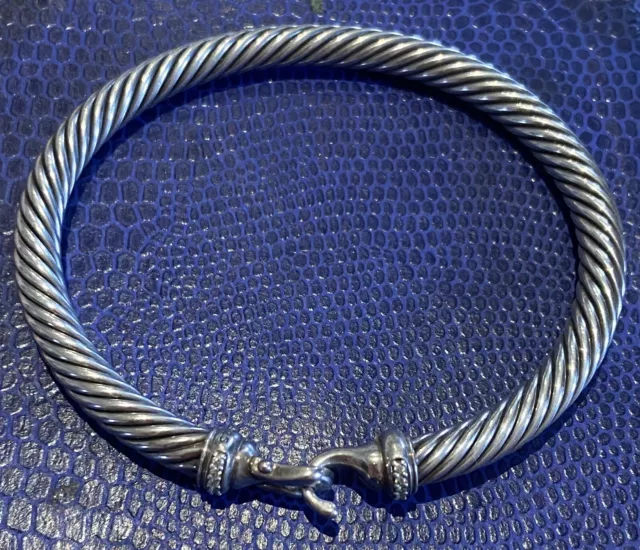 Bracelet modèle câble argent diamants David Yurman Modèle rare en excellent état