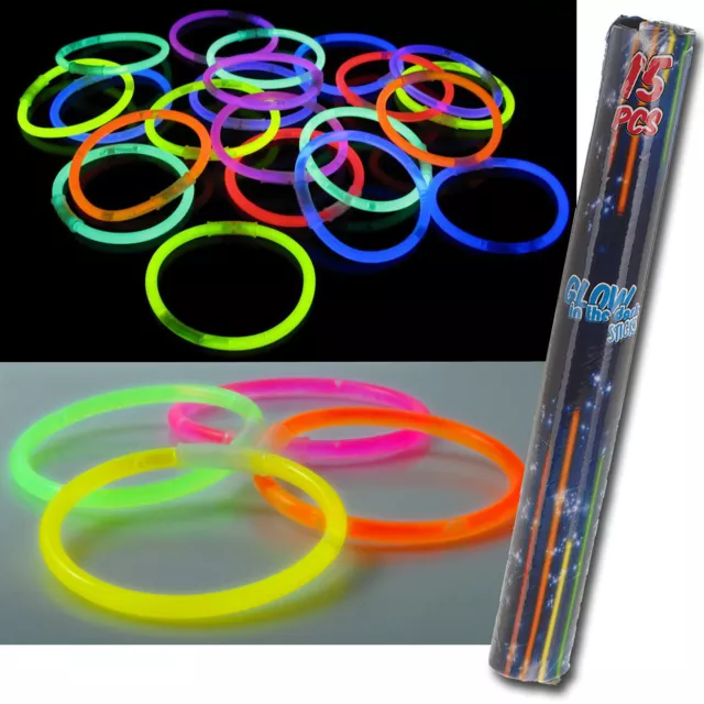 12 Neon Glow Glo In The Dark Sticks Bracelets Hen Nights Kids Adults Party Bags