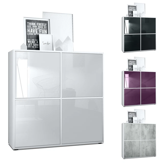 Buffet haut Armoire Cabinet Commode Cuba V2 Blanc mat - haute brillance