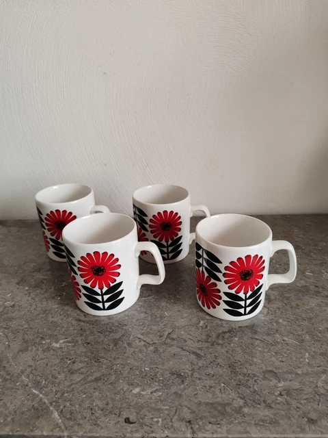 4 Mugs Empilables Staffordshire Potteries LTD Vintage 60s - Angleterre