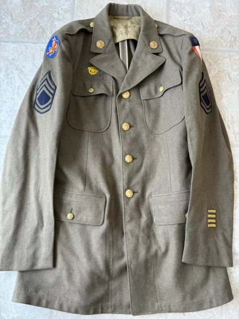 US ARMY WWII 4 Pocket Wool Jacket with Theater Made China, Burma, India ...