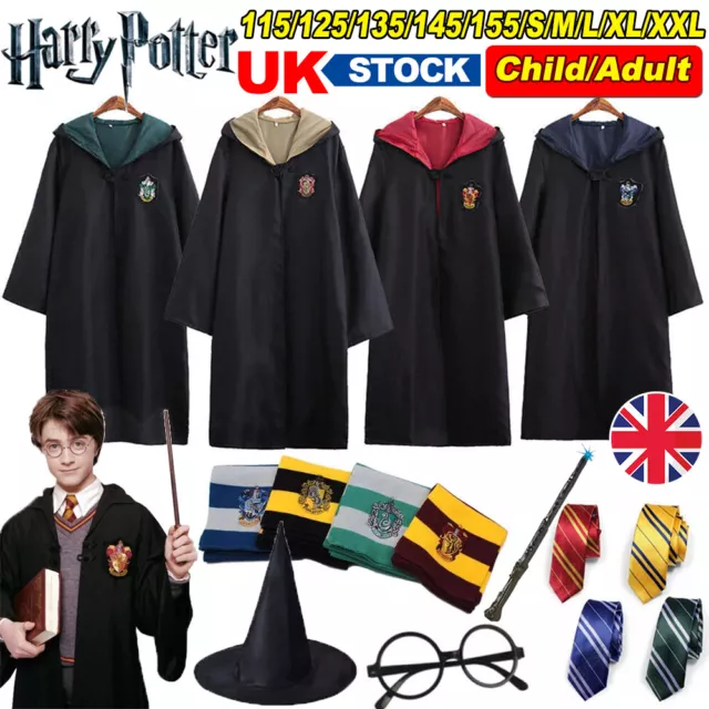 Harry Potter Gryffindor Ravenclaw Slytherin Robe Cloak Tie Costume Wand Scarf UK