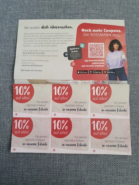 1x 6er Rosmann 10% Coupons ( 1 Bogen)