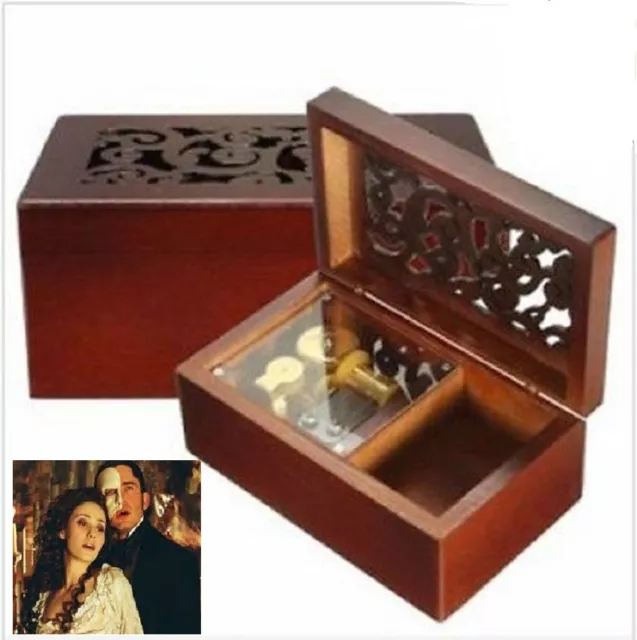 Solid Wood Miniature Hollow Music Box ♫ Phantom of the Opera Masquerade ♫