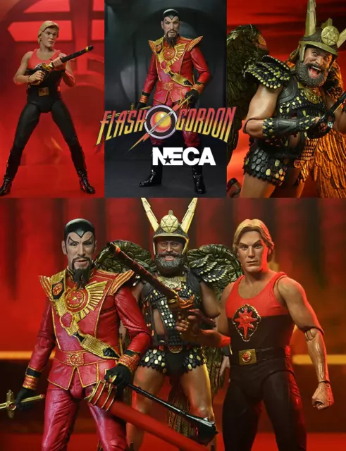 Figurines NECA film FLASH GORDON 1980 Personnages Ming, Vultan collection cinéma