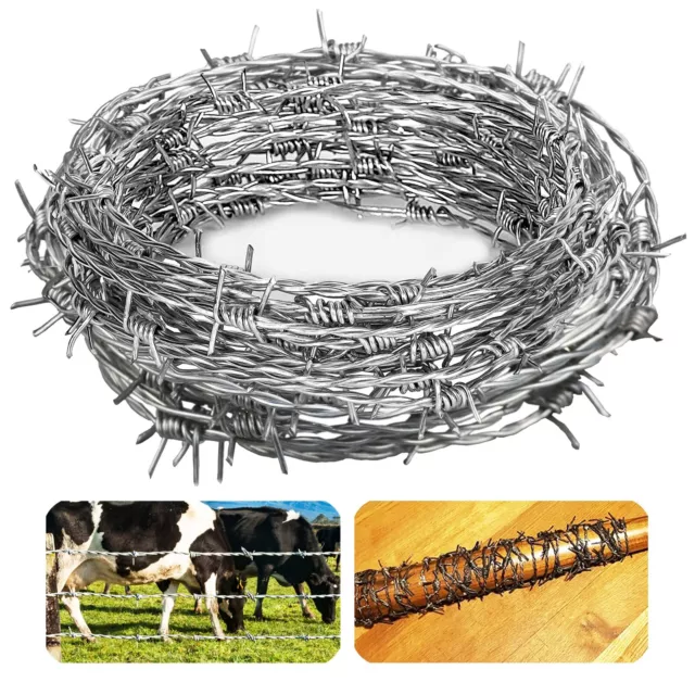 4 Point Barbed Wire 18 Gauge Real Barb Wire Roll 40 Feet Barbwire for Fence Ba