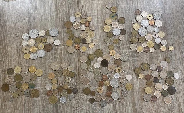 Lot Monnaie Étrangère Nickel 857 gr Bronze … Centimes Francs Anglaise Europe