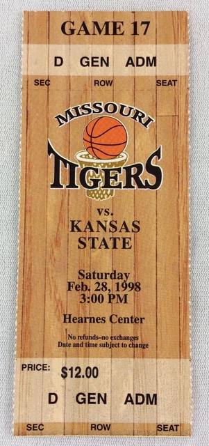 1998 02/28 Kansas State at Missouri Tigers Basketball Ticket Stub