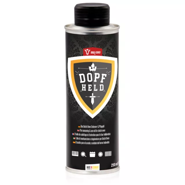 BBQ-Toro DOPFHELD Dutch Oven Einbrenn- & Pflegeöl 250 ml Pflege Öl für Gusseisen