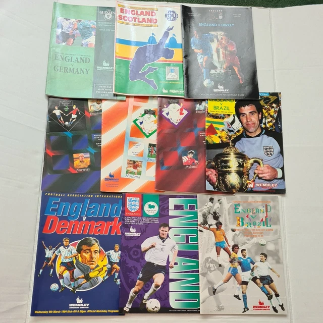ENGLAND PROGRAME BUNDLE 80s And 90s Euros World Cup X10 Vintage Rare £ ...