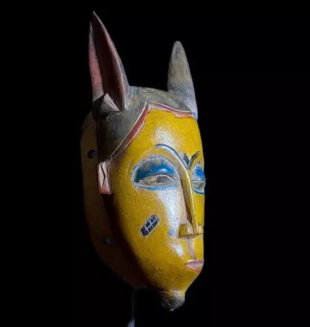 Maschera per il viso di arte tribale africana in legno intagliato a mano...