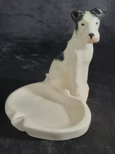 Vintage Porcelain Fox Terrier Dog Ring Trinket Dish Germany? 28731