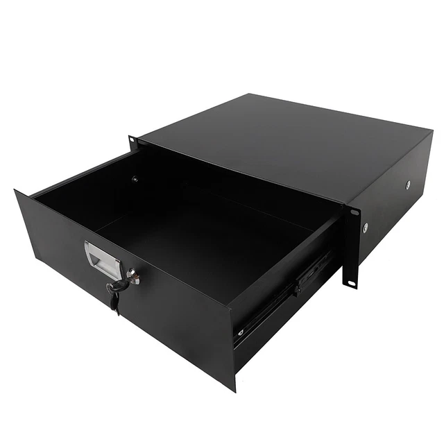 3 Space 3U Rack Mount 19" Drawer Locking DJ Rack Gear Audio Road Case IT Network