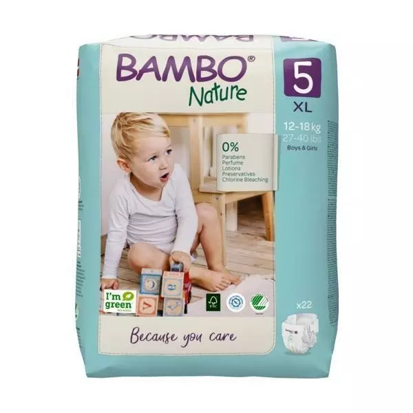Bambo Nature Nappies Size 5 XL 12 - 18KG Pack of 22's Bambo Nature