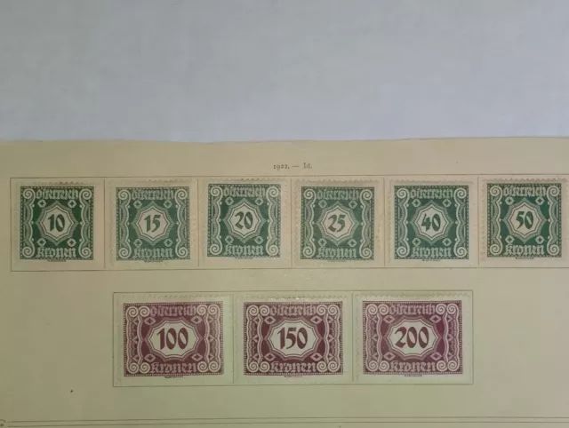 AUTRICHE: SERIE COMPLETE (du N°111 à 119 ) de 1922,  Cote;935€ Neuf 2