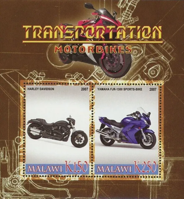 Motorbike Stamp Transportation Harley Davidson Souvenir Sheet of 2 Stamps MNH