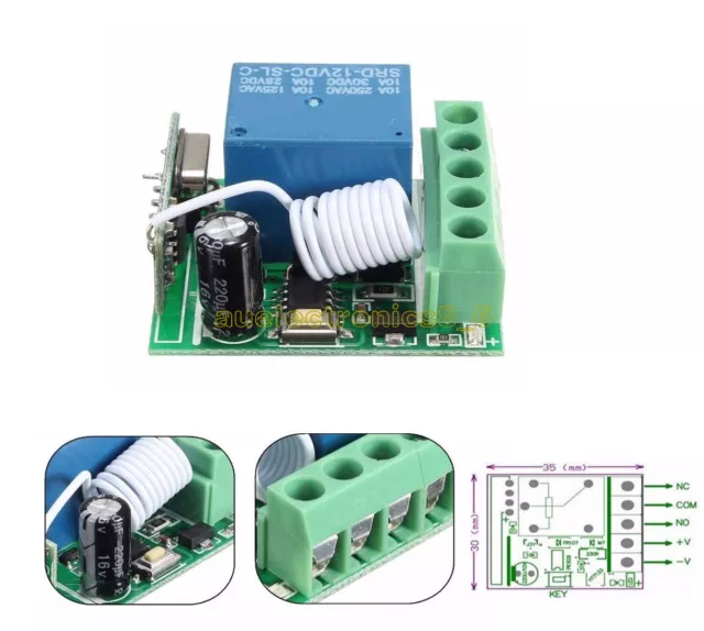 433MHZ DC 12V 10A 1 Channel CH Wireless Relay RF Remote Control Switch Receiver