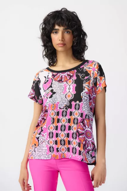 Joseph Ribkoff 241282 Black/Multi Print Top New Spring/Summer 24 Collection