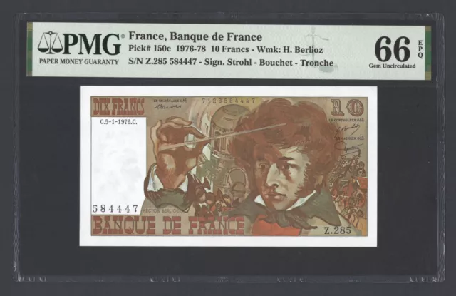 France 10 Francs 5-1-1976 P150c Uncirculated Grade 66