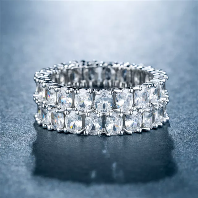 Gorgeous Oval Cut Cubic Zircon Women Wedding Ring 925 Silver Jewelry Sz 6-10
