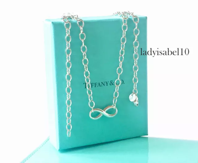 Tiffany & Co 17.5" Infinity Pendant Lg. Oval Necklace Sterling Silver Gift w/Box