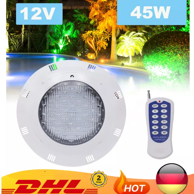 45W RGB Schwimmbad Unterwasser Scheinwerfer Poollampe Beleuchtung 460 LED Neu