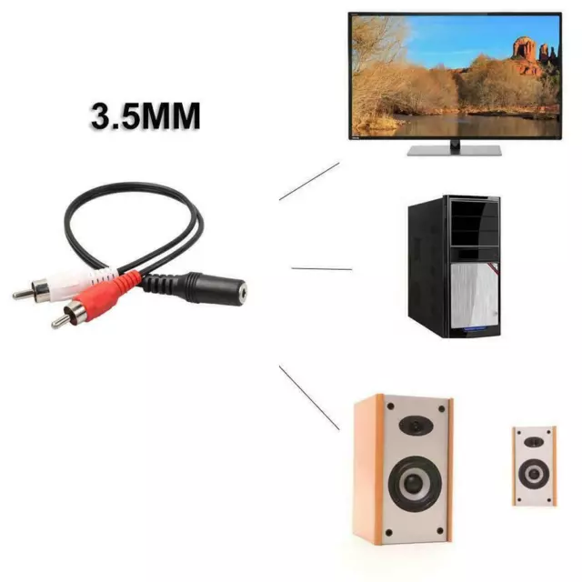 3.5mm1/8" Stereo Female to 2 Male RCA Jack Adapter Y Audio AUX Splitt F4W0
