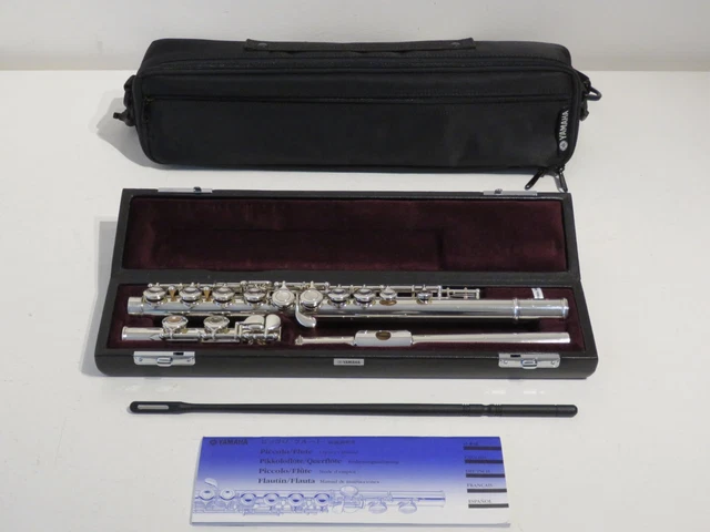 Yamaha YFL-411 Solid Silver Flute with Cases - Near Mint