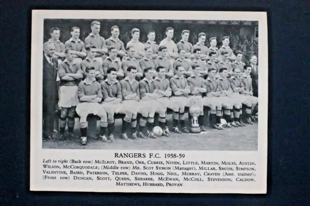 Rangers F.c. ( Scottish ) Football Teams 1958-59 , Vg - Ex Cond , Fleetway