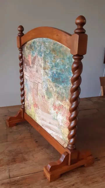 Antique wooden fire screen 3