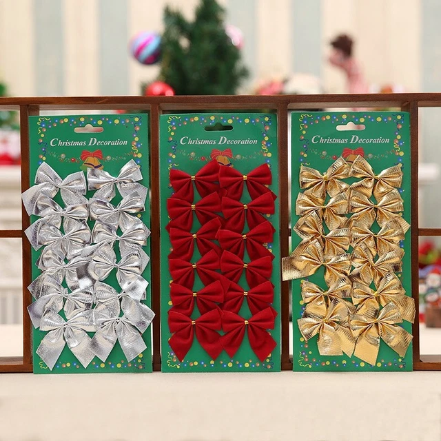 12PCS Xmas Bögen Bow Weihnachtsbaum Zuhause Dekoration Garten Geschenk