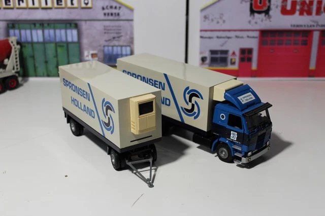 Camion Mercedes + Remorque RHENUS 1/50 NZG - Occasion état Neuf, Avec Boîte Conrad/Tekno
