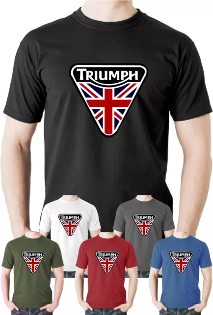 Triumph T-Shirt Motorcycle Biker Motorbike Tee Bike Union Jack Flag