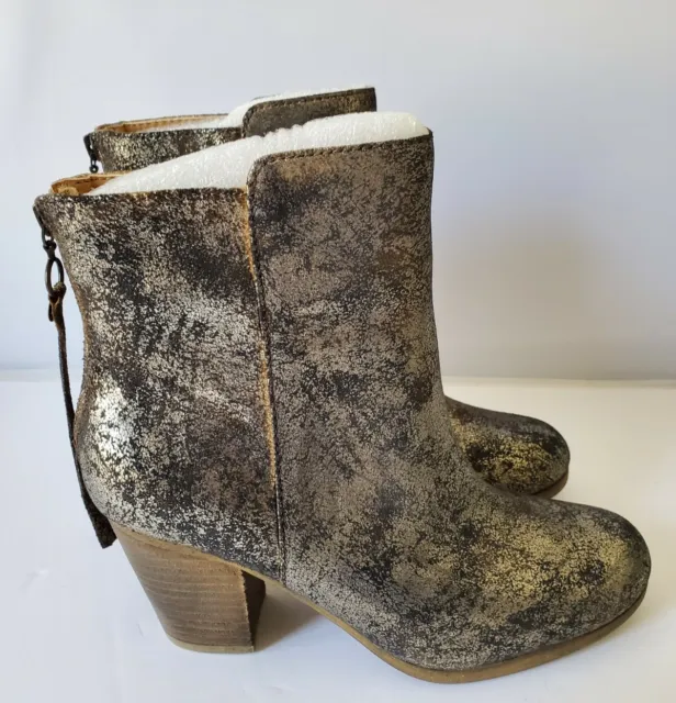 DENIM & SUPPLY RALPH LAUREN MARIELA Metallic Silver LEATHER BOOTIE Boots 8 B 3