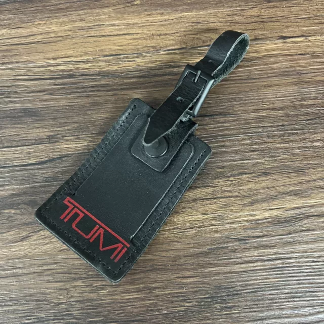 Tumi Alpha Mini Small Brown & Red leather luggage id pass suitcase tag