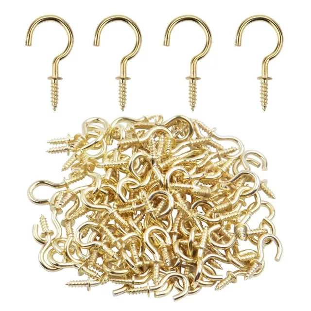 Heavy Duty Cup Screw Hooks-Brass Plated Wall Hanging Hanger Shouldered Hook 20pc 8