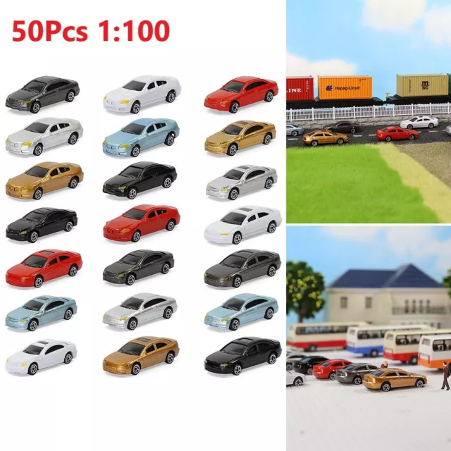 Model Car Scale Auto Toy Set Table Game Train 1:100 50pcs Building Layout