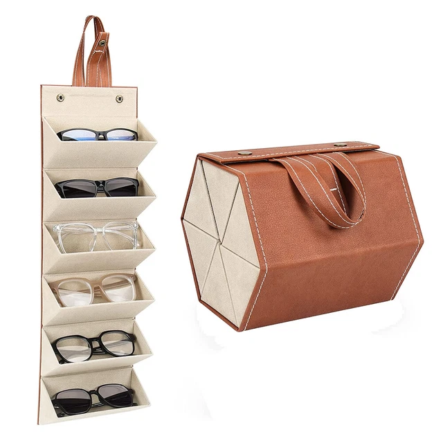 6 Slots Sunglasses Travel Organizer Case Foldable Eyeglasses Holder Storage Box