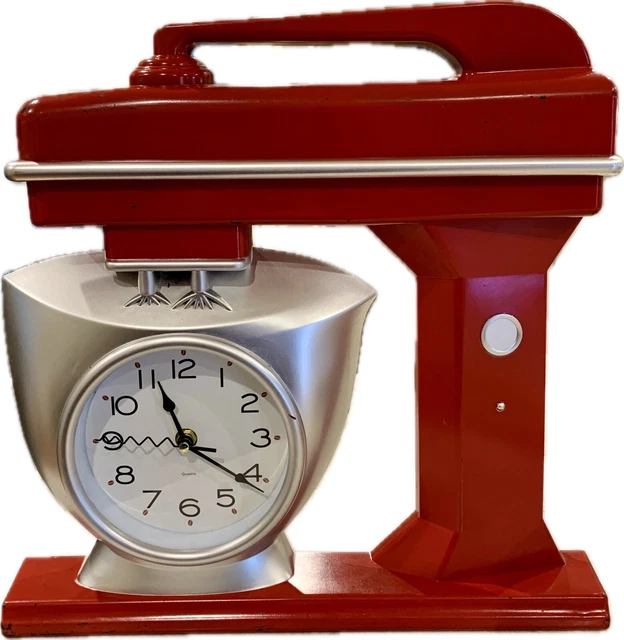 VINTAGE BATTERY OPERATED Mixer Wall Mount Clock Red CUTE!!! Tested