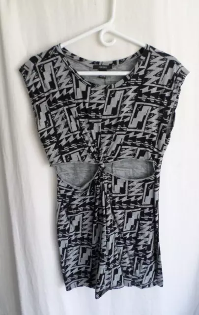 Forever 21 Cutout Dress Black And Gray Abstract Design Size S