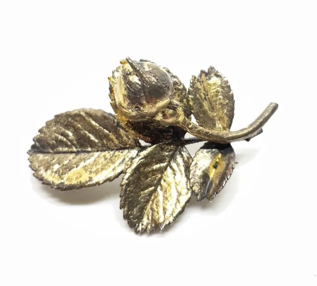 Vintage Flora Danica Pin Brooch Gilded Sterling Silver Denmark