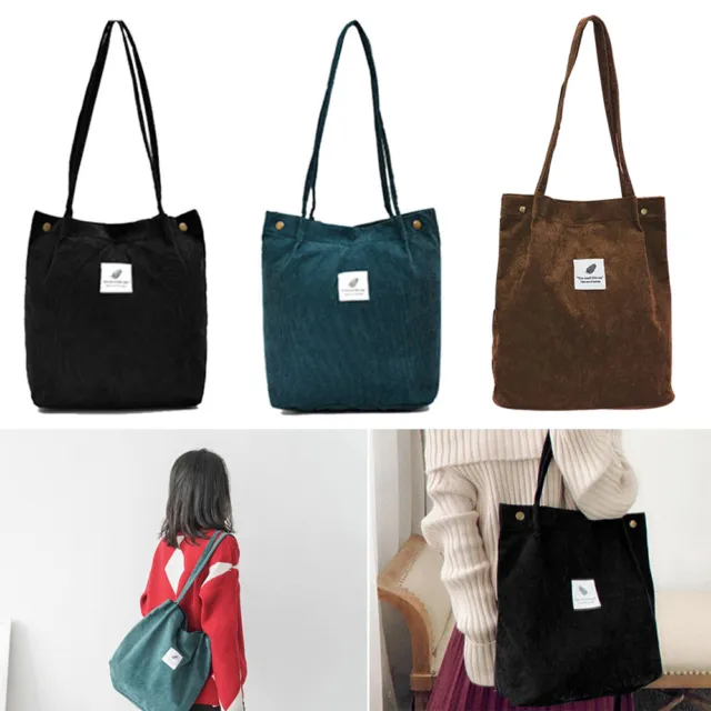 Shopping Bag Women Shoulder Capacity Pouch Tote Beach Handbag Large Corduroy