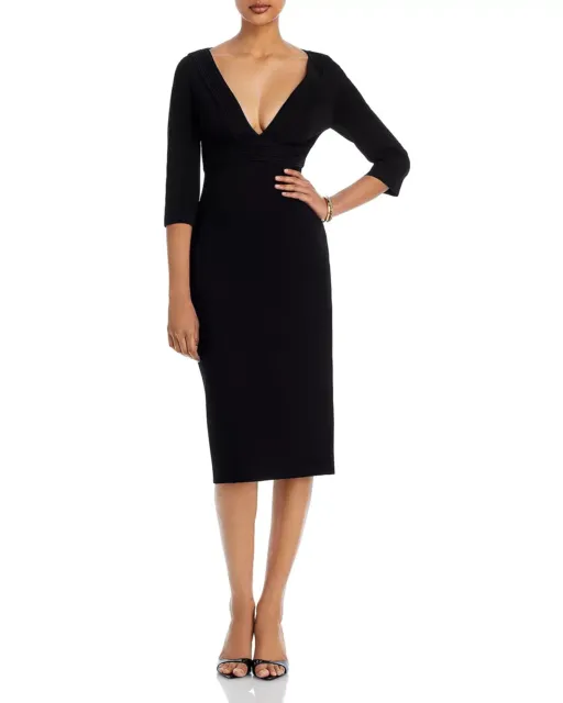 2023 NEW! $1700 St. John Collection Milano Knit  3/4 Sleeve Midi Dress Size 6