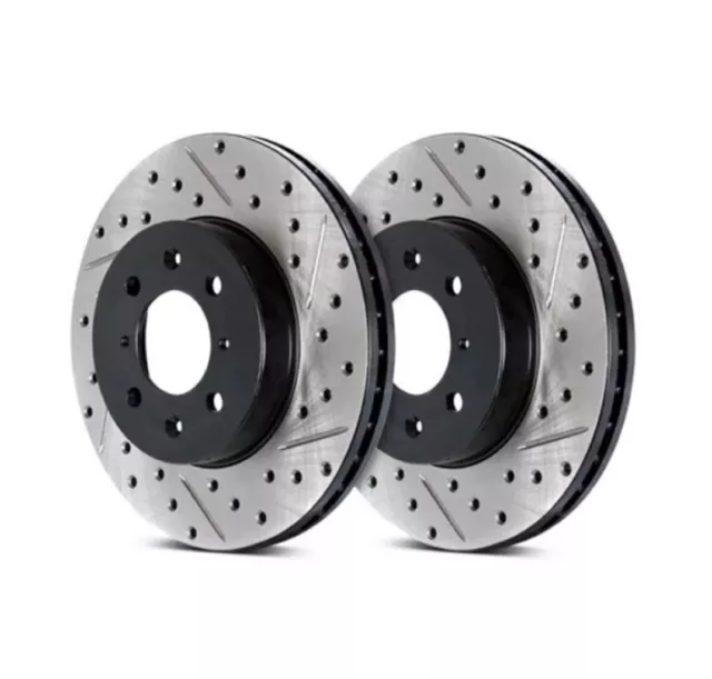 StopTech 127.40057L + 127.40057R Drilled & Slotted Brake Rotors - Front Set