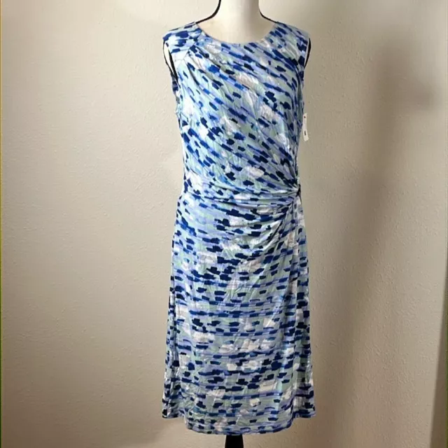 NWT Nic + Zoe CROSS OVER TWIST DRESS Blue Medium