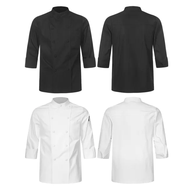 Mens Womens Jacket Cafe Tops Bakery Uniform Professional Chef Coat Waitress